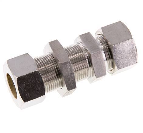 Racor de compresión recto pasamuros de acero inoxidable 18L 315 bar ISO 8434-1