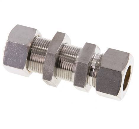 Racor de compresión recto pasamuros de acero inoxidable 18L 315 bar ISO 8434-1