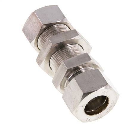 Racor de compresión recto pasamuros de acero inoxidable 18L 315 bar ISO 8434-1