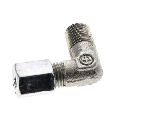 4LL & M8x1 (con) Zink plated Steel Elbow Cutting Fitting with Male Threads 100 bar ISO 8434-1 [2 Pieces]