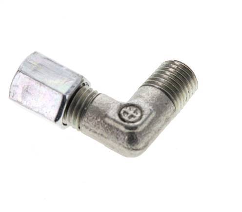 4LL & M8x1 (con) Zink plated Steel Elbow Cutting Fitting with Male Threads 100 bar ISO 8434-1 [2 Pieces]