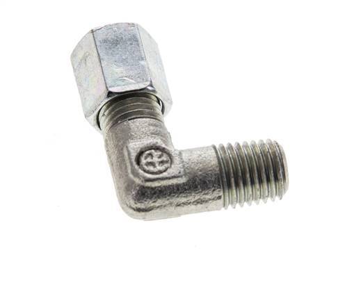 4LL & M8x1 (con) Zink plated Steel Elbow Cutting Fitting with Male Threads 100 bar ISO 8434-1 [2 Pieces]