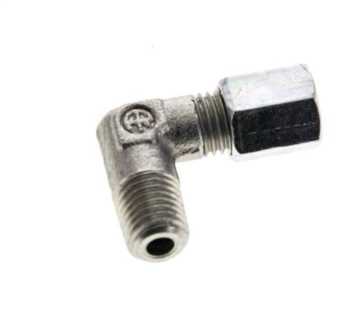 4LL & M8x1 (con) Zink plated Steel Elbow Cutting Fitting with Male Threads 100 bar ISO 8434-1 [2 Pieces]