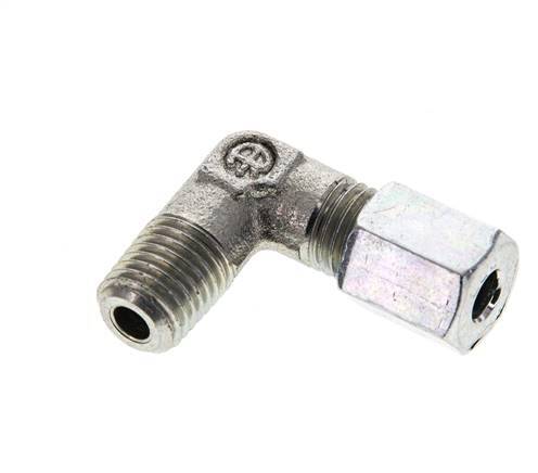 4LL & M8x1 (con) Zink plated Steel Elbow Cutting Fitting with Male Threads 100 bar ISO 8434-1 [2 Pieces]