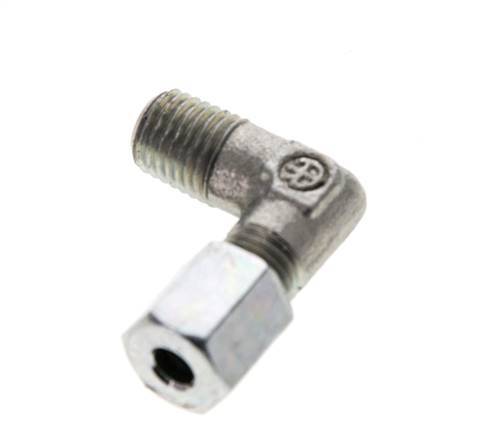 4LL & M8x1 (con) Zink plated Steel Elbow Cutting Fitting with Male Threads 100 bar ISO 8434-1 [2 Pieces]
