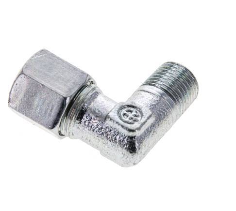8LL & M10x1 (con) Accesorio de corte acodado de acero zincado con roscas macho 315 bar ISO 8434-1