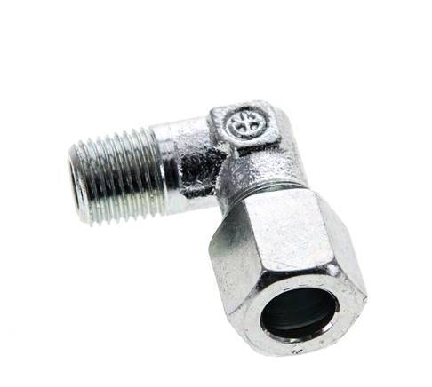 8LL & M10x1 (con) Accesorio de corte acodado de acero zincado con roscas macho 315 bar ISO 8434-1