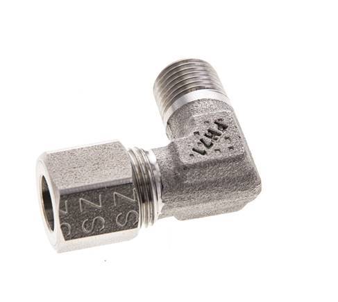 8LL y M10x1 (con) Accesorio de corte en codo de acero inoxidable con rosca macho 100 bar ISO 8434-1