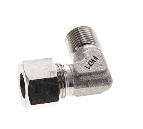 Accesorio de corte en codo de acero inoxidable 12L y M16x1,5 (con) con rosca macho 315 bar ISO 8434-1