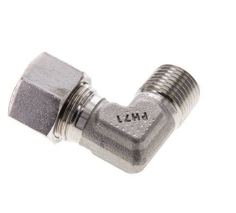 Accesorio de corte en codo de acero inoxidable 12L y M16x1,5 (con) con rosca macho 315 bar ISO 8434-1