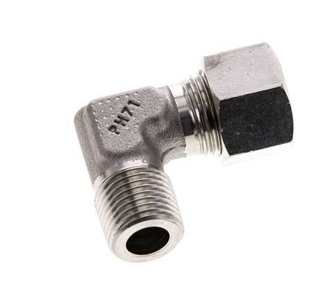 Accesorio de corte en codo de acero inoxidable 12L y M16x1,5 (con) con rosca macho 315 bar ISO 8434-1