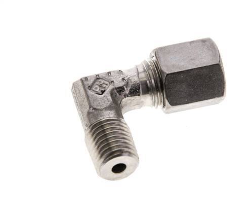 6S y M12x1,5 (con) Accesorio de corte en codo de acero inoxidable con rosca macho 630 bar ISO 8434-1
