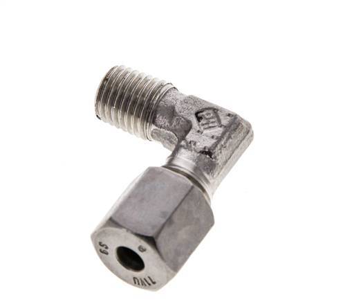 6S y M12x1,5 (con) Accesorio de corte en codo de acero inoxidable con rosca macho 630 bar ISO 8434-1