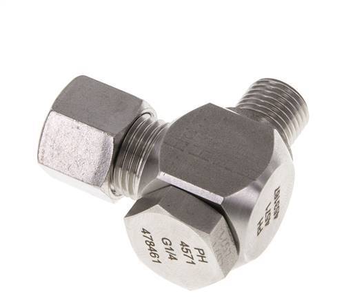 Racor giratorio de acero inoxidable 10L y G1/4'' con rosca macho 315 bar giratorio ISO 8434-1