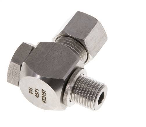 Racor giratorio de acero inoxidable 10L y G1/4'' con rosca macho 315 bar giratorio ISO 8434-1