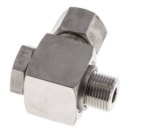 Racor giratorio de acero inoxidable 12L y G3/8'' con rosca macho 315 bar giratorio ISO 8434-1