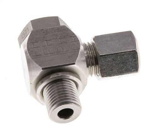 Racor giratorio de acero inoxidable 6S y G1/4'' con rosca macho 400 bar giratorio ISO 8434-1