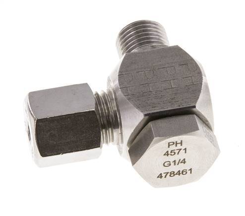 Racor giratorio de acero inoxidable 6S y G1/4'' con rosca macho 400 bar giratorio ISO 8434-1