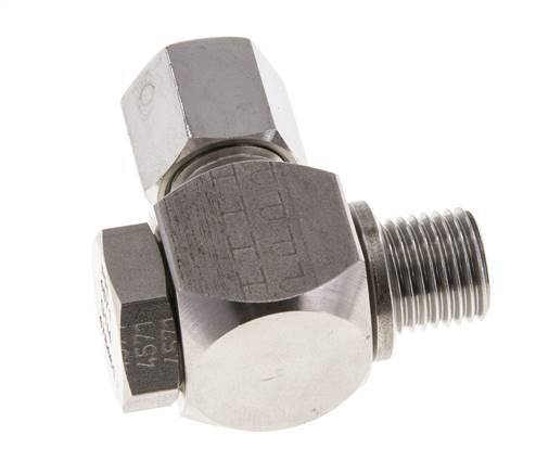Racor giratorio de acero inoxidable 6S y G1/4'' con rosca macho 400 bar giratorio ISO 8434-1