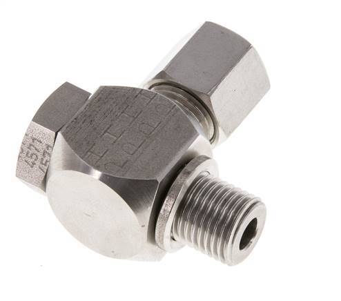 Racor giratorio de acero inoxidable 6S y G1/4'' con rosca macho 400 bar giratorio ISO 8434-1