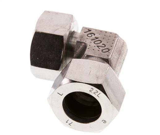 Accesorio de corte en codo de acero inoxidable 22L con rótula 160 bar FKM ajustable ISO 8434-1