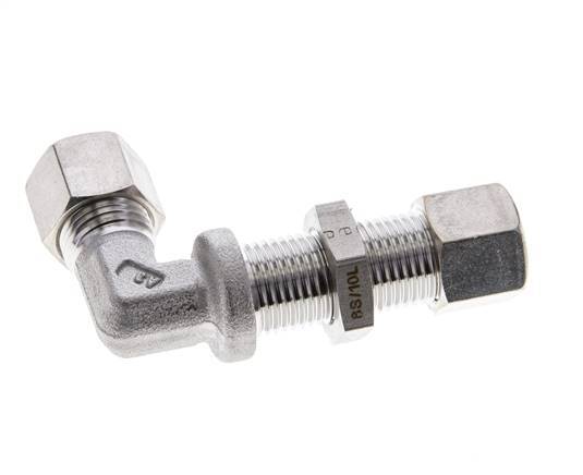 10L Stainless Steel Elbow Compression Fitting Bulkhead 315 bar ISO 8434-1