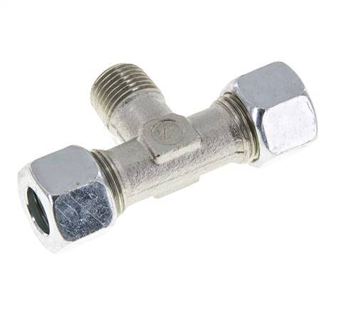 12L y M16x1,5 (con) Accesorio de corte en T de acero galvanizado con rosca macho 315 bar ISO 8434-1