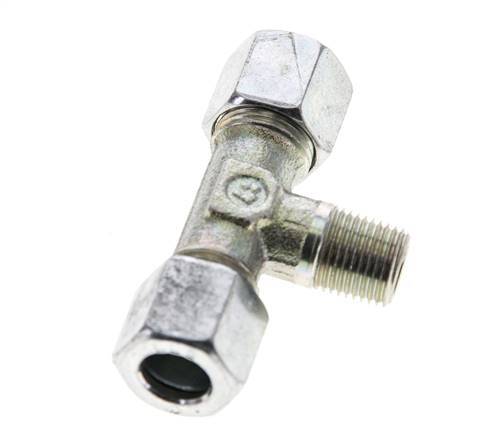 8LL & R1/8'' Racor en T de acero zincado con rosca macho 100 bar ISO 8434-1