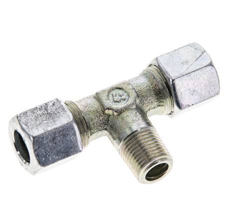 8LL & R1/8'' Racor en T de acero zincado con rosca macho 100 bar ISO 8434-1