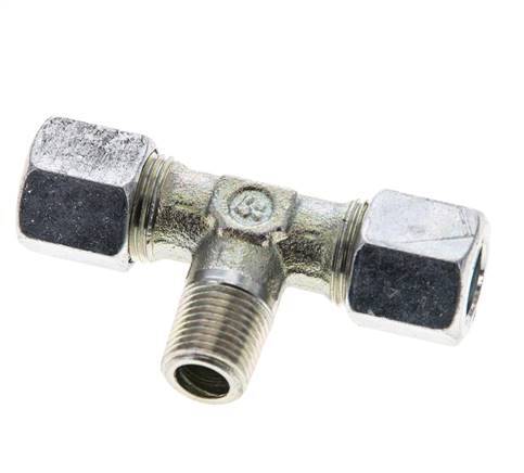8LL & R1/8'' Racor en T de acero zincado con rosca macho 100 bar ISO 8434-1