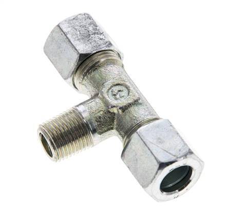 8LL & R1/8'' Racor en T de acero zincado con rosca macho 100 bar ISO 8434-1