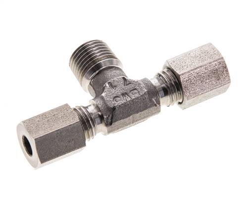Accesorio de corte en T de acero inoxidable 4LL y R1/8'' con rosca macho 100 bar ISO 8434-1