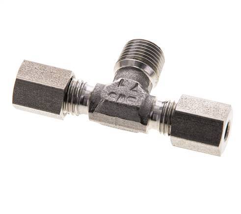 Accesorio de corte en T de acero inoxidable 4LL y R1/8'' con rosca macho 100 bar ISO 8434-1