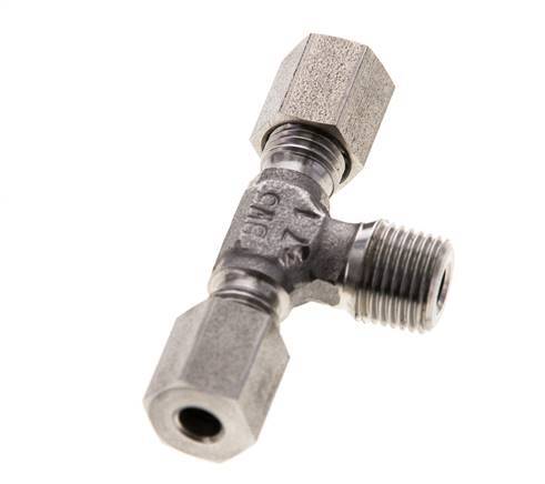 Accesorio de corte en T de acero inoxidable 4LL y R1/8'' con rosca macho 100 bar ISO 8434-1