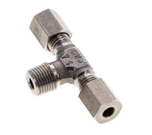 Accesorio de corte en T de acero inoxidable 4LL y R1/8'' con rosca macho 100 bar ISO 8434-1