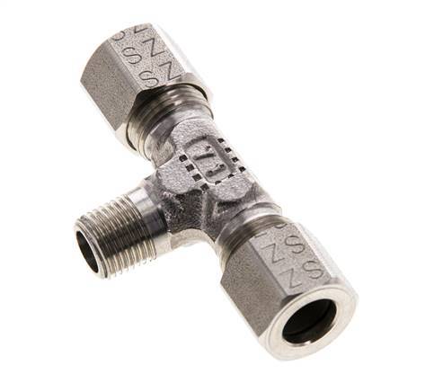 Accesorio de corte en T de acero inoxidable 8LL y R1/8'' con rosca macho 100 bar ISO 8434-1