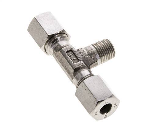 Accesorio de corte en T de acero inoxidable 6L y R1/8'' con rosca macho 315 bar ISO 8434-1