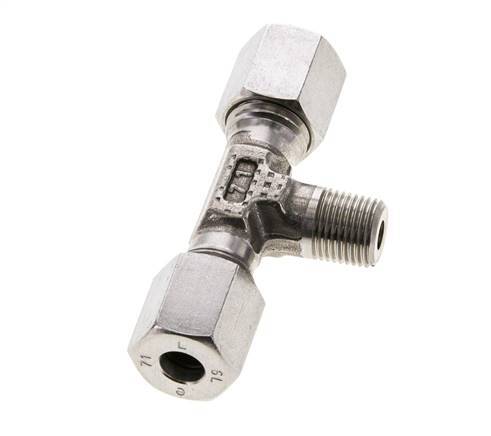 Accesorio de corte en T de acero inoxidable 6L y R1/8'' con rosca macho 315 bar ISO 8434-1