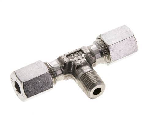 Accesorio de corte en T de acero inoxidable 6L y R1/8'' con rosca macho 315 bar ISO 8434-1