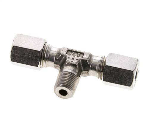 Accesorio de corte en T de acero inoxidable 6L y R1/8'' con rosca macho 315 bar ISO 8434-1