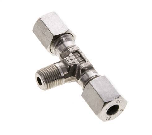 Accesorio de corte en T de acero inoxidable 6L y R1/8'' con rosca macho 315 bar ISO 8434-1