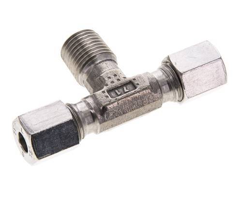 Accesorio de corte en T de acero inoxidable 6L y R1/4'' con rosca macho 315 bar ISO 8434-1
