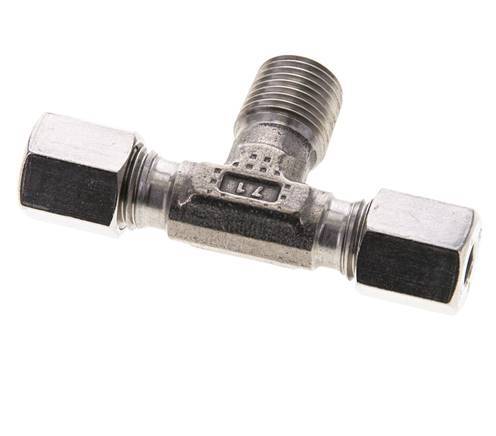 Accesorio de corte en T de acero inoxidable 6L y R1/4'' con rosca macho 315 bar ISO 8434-1