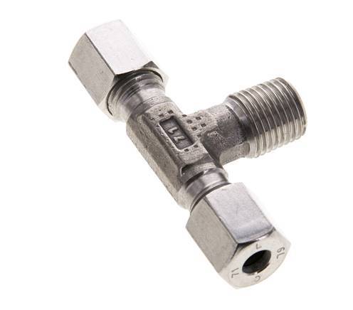 Accesorio de corte en T de acero inoxidable 6L y R1/4'' con rosca macho 315 bar ISO 8434-1