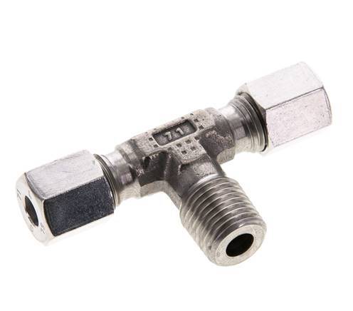 Accesorio de corte en T de acero inoxidable 6L y R1/4'' con rosca macho 315 bar ISO 8434-1