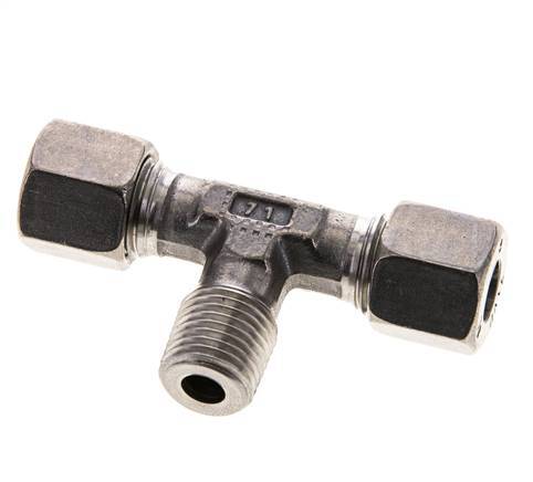 Accesorio de corte en T de acero inoxidable 8L y R1/4'' con rosca macho 315 bar ISO 8434-1