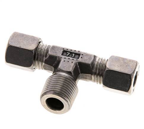 Accesorio de corte en T de acero inoxidable 8L y R3/8'' con rosca macho 315 bar ISO 8434-1