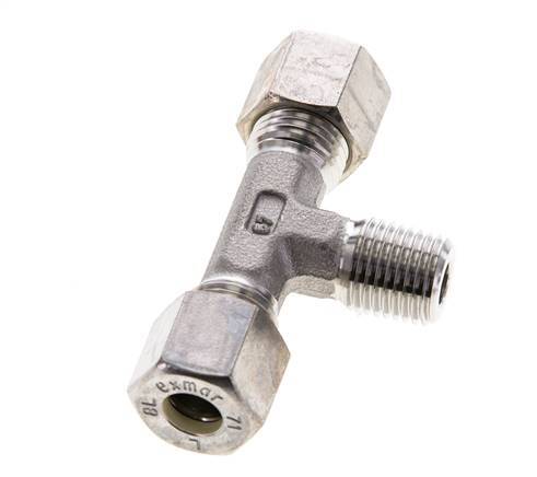 Accesorio de compresión en T de acero inoxidable 8L y R1/4'' con rosca macho 315 bar ISO 8434-1