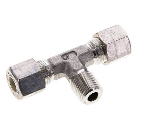 Accesorio de compresión en T de acero inoxidable 8L y R1/4'' con rosca macho 315 bar ISO 8434-1