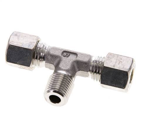 Accesorio de compresión en T de acero inoxidable 8L y R1/4'' con rosca macho 315 bar ISO 8434-1